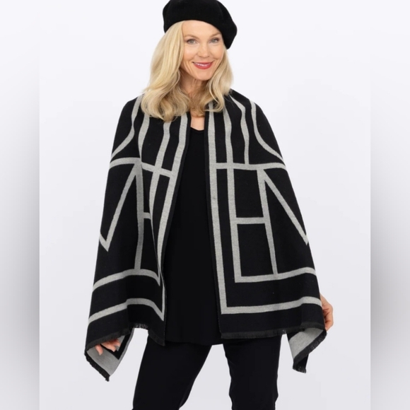 Black & Gray Reversible Knit Wrap/Scarf - Picture 14 of 14